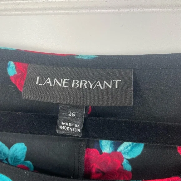 Lane Bryant Black Red Rose Tiered Ruffle Sleeve Plus Size Blouse 26 Women’s EUC - Picture 10 of 10